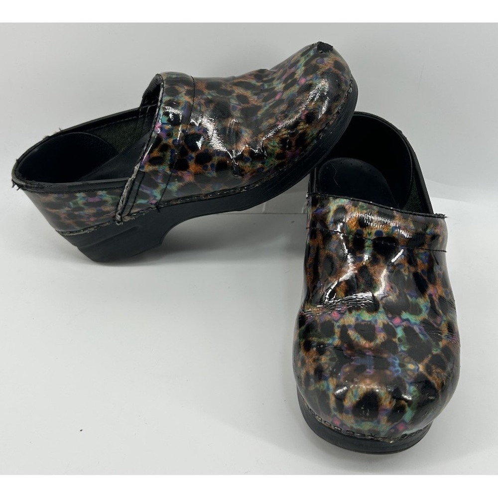 Dansko Slip On Clogs Indescent Leopard Print Women's Size 37 US 7